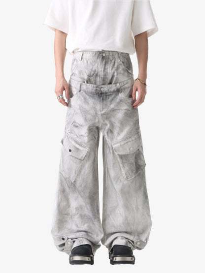 Vintage Double Waist Utility Cargo Jeans