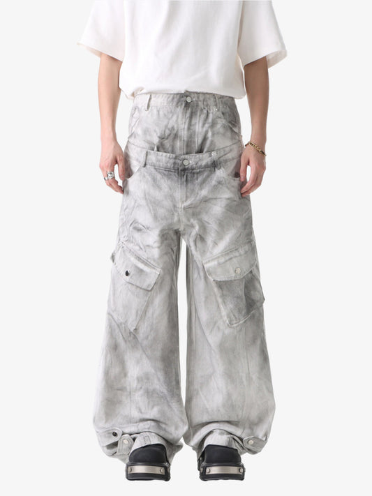 Vintage Double Waist Utility Cargo Jeans