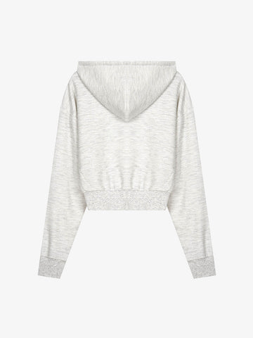 Leopard Print Stud Detail Cropped Zip-Up Hoodie