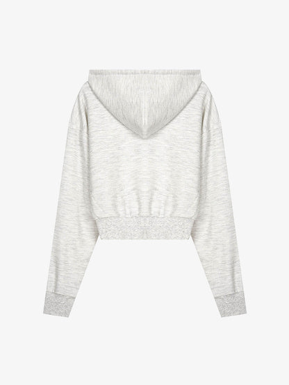 Leopard Print Stud Detail Cropped Zip-Up Hoodie