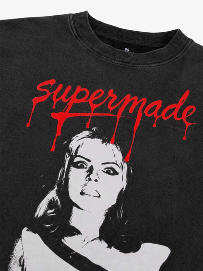 Cropped Boxy T-Shirt with Horror Face Graphic