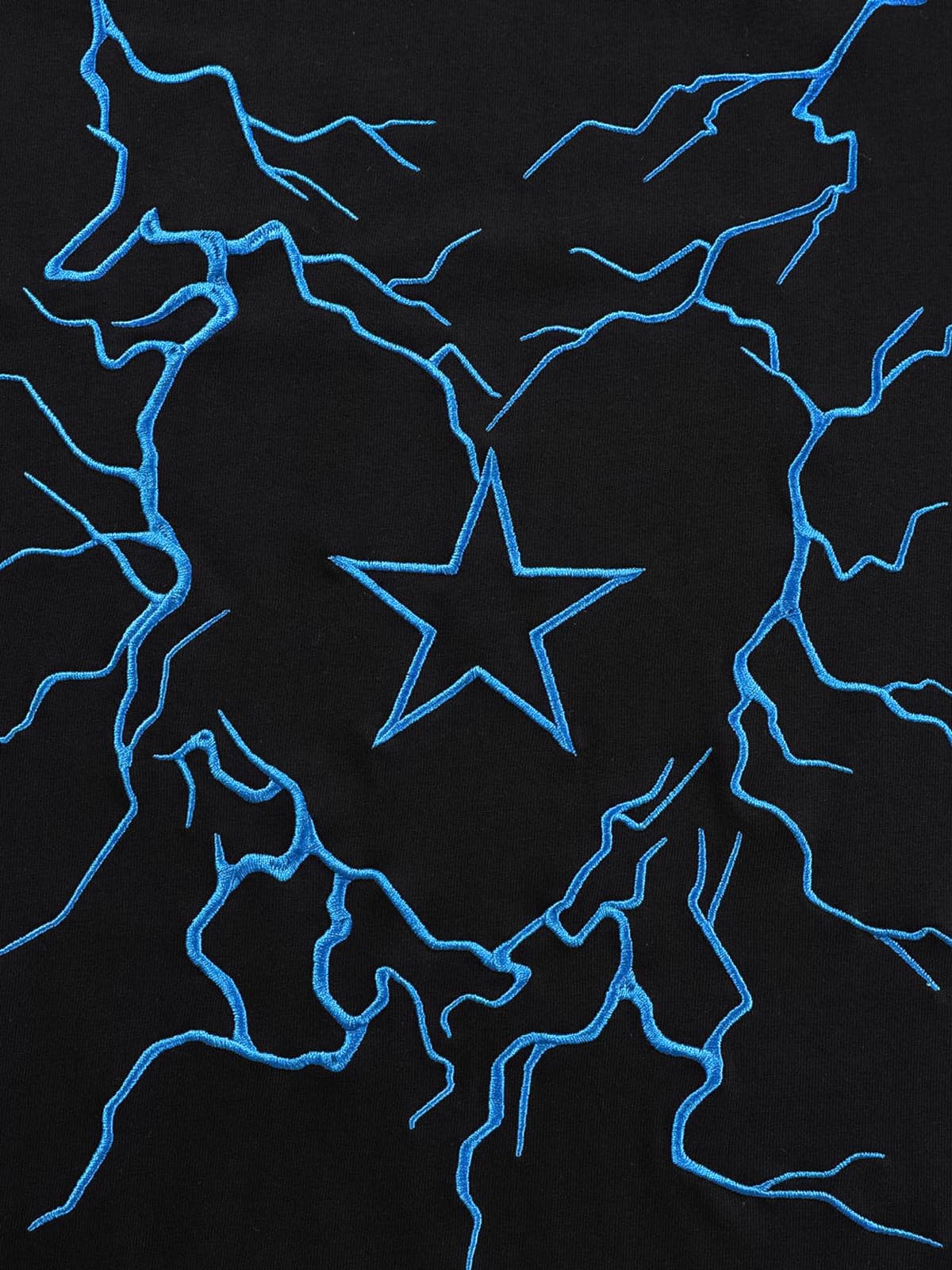 Heavy Embroidery Lightning Heart Print T-Shirt 