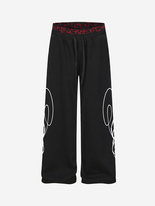 Contrast Leopard Patchwork Casual Pants