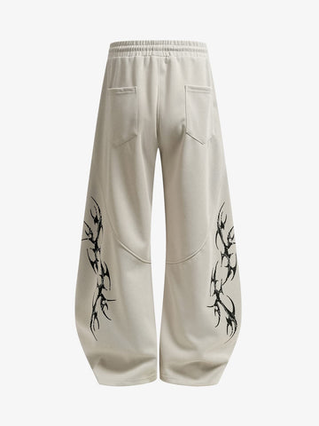 Retro Tribal Print Wide Leg Barrel Pants 