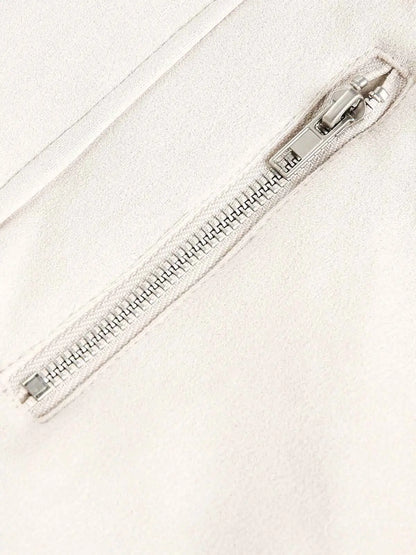 Military-Inspired Utility Shoulder Straps Zip Jacket 