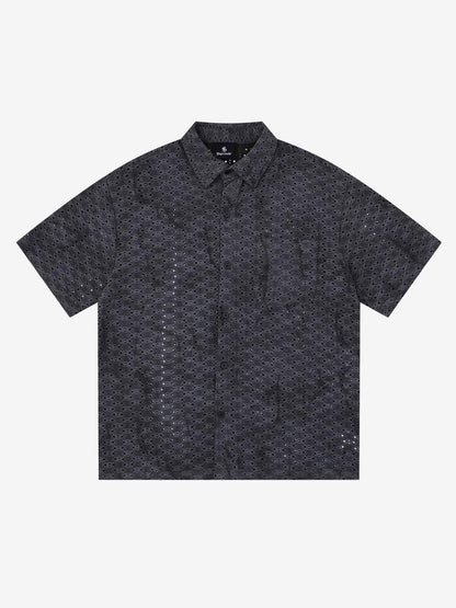 Perforated Acid-Wash Short Sleeve Shirt 
