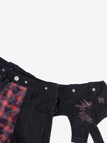 Deconstructed Cyber-Grunge Patchwork Denim Jeans
