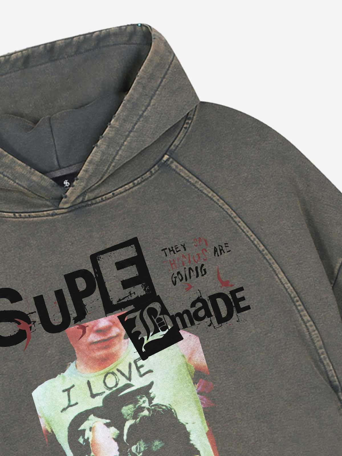 Band Graphic Washed Distressed Hoodie