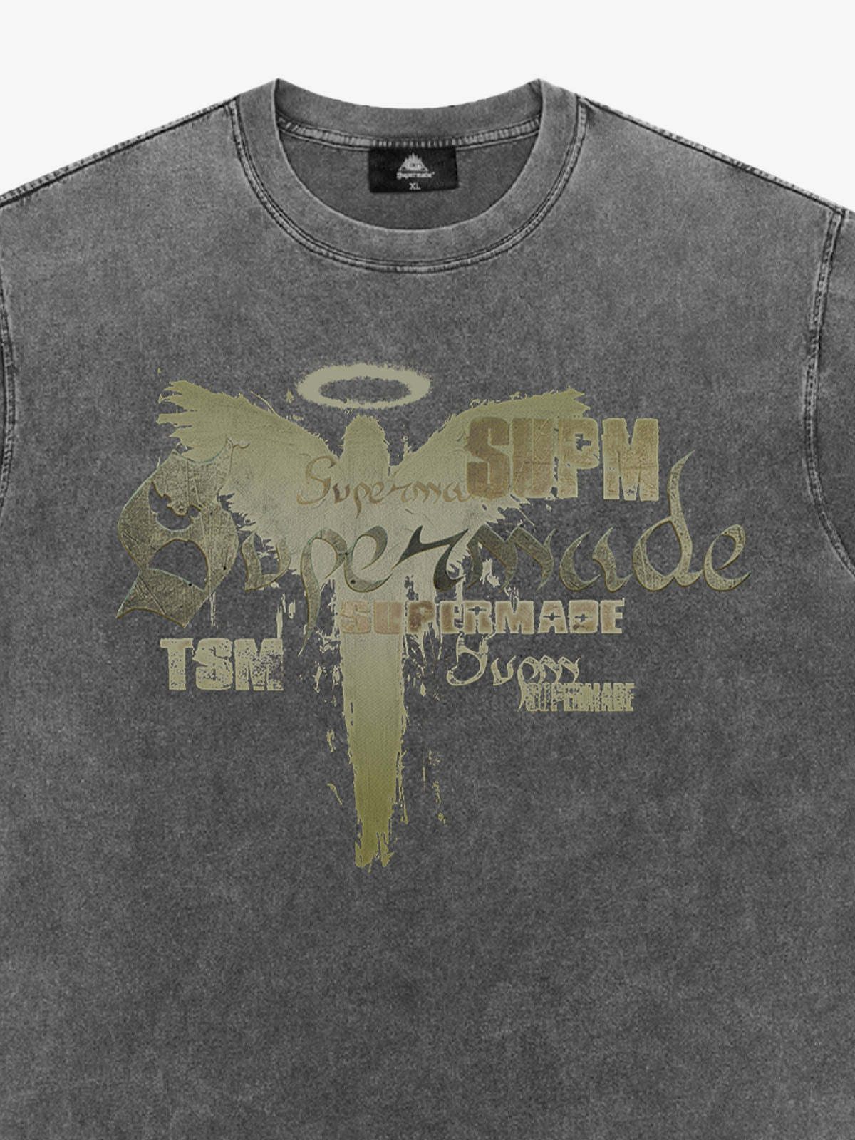 Distressed Washed Gothic Angel Graphic T-Shirt 