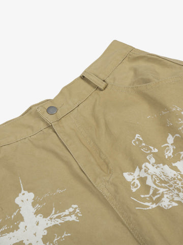 Gothic Cross Graphic Cargo Shorts