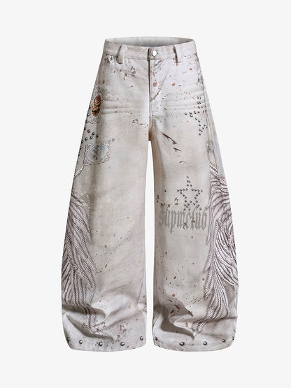 Wing Rivet Dirty Wash Jeans