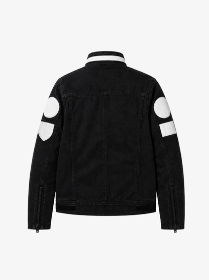 Distressed Racing Jacket with Patch Detail