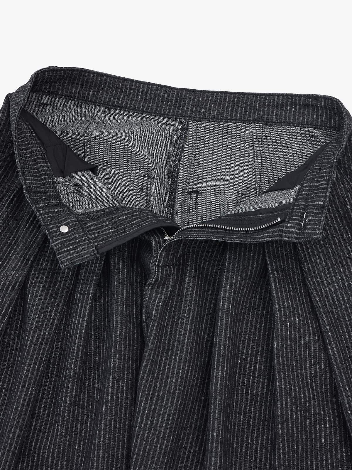 Vintage Pinstripe Pleated Wide-Leg Barrel Pants 