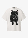 Vintage Black Cat Studded Collar T-Shirt 
