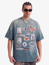 Washed Vintage Sticker Print T-Shirt