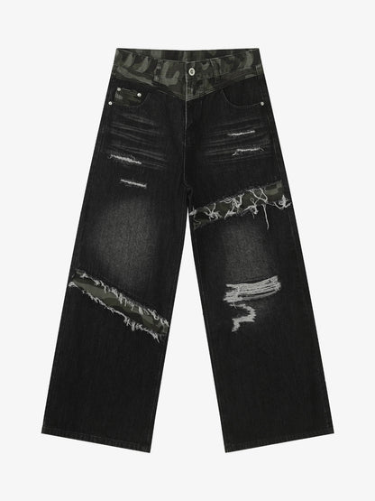 Patchwork Distressed Jeans