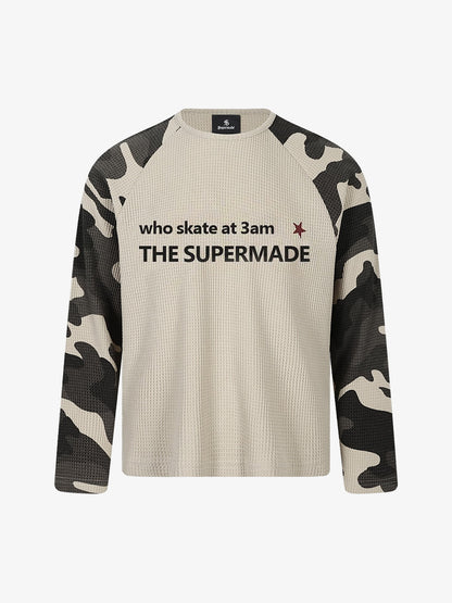 Camo Paneled Waffle Long Sleeve Tee