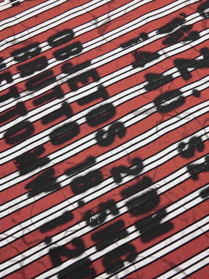 Grunge Striped Distressed Graphic T-Shirt 