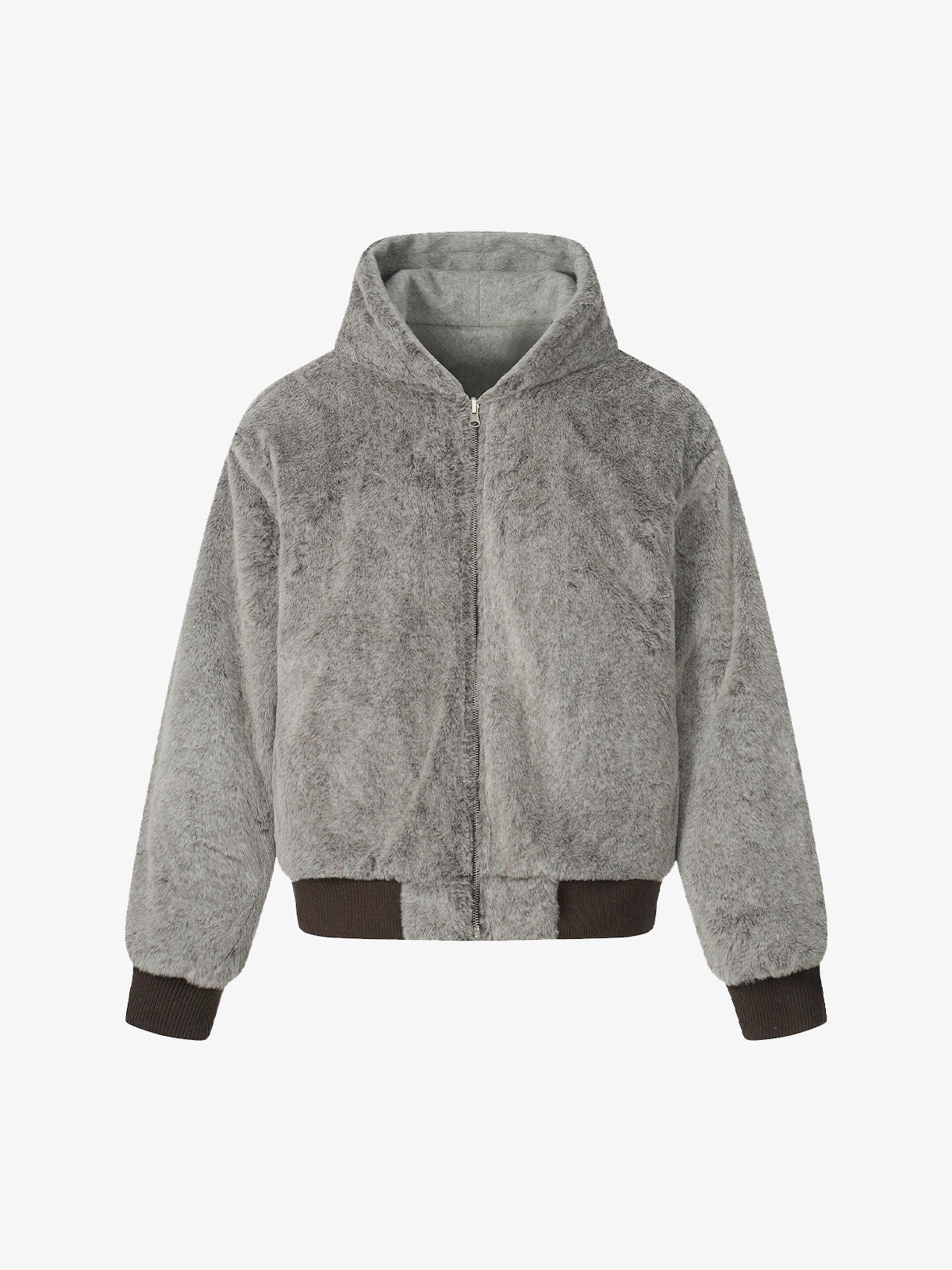 Retro Reversible Fleece Lined Zip-up Hooded Jacket 