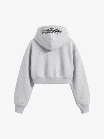 Faux Fur Hooded Sweatshirt with Embroidered Scorpion Graphic