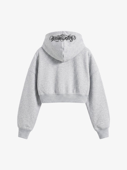 Faux Fur Hooded Sweatshirt with Embroidered Scorpion Graphic