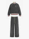 Retro Color-Blocked Striped Stand-Collar Tracksuit 