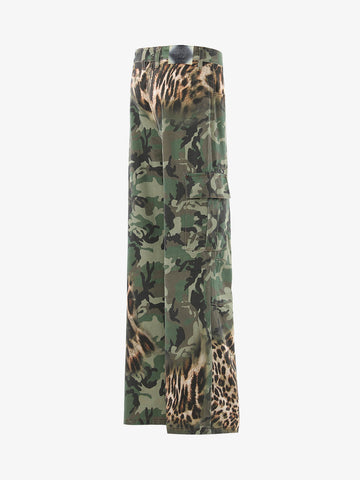Camo Leopard Patchwork Cargo Pants