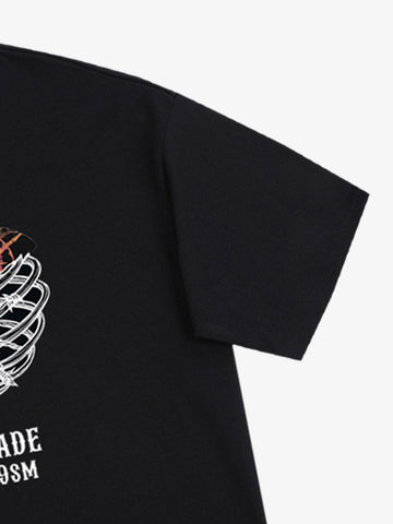 Floral Skeleton Heart Soccer Graphic T-Shirt 
