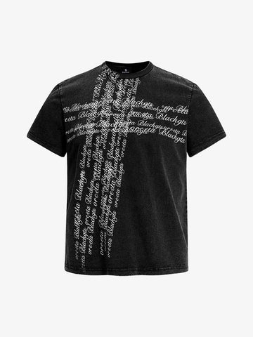 Cross Script Typography T-Shirt 