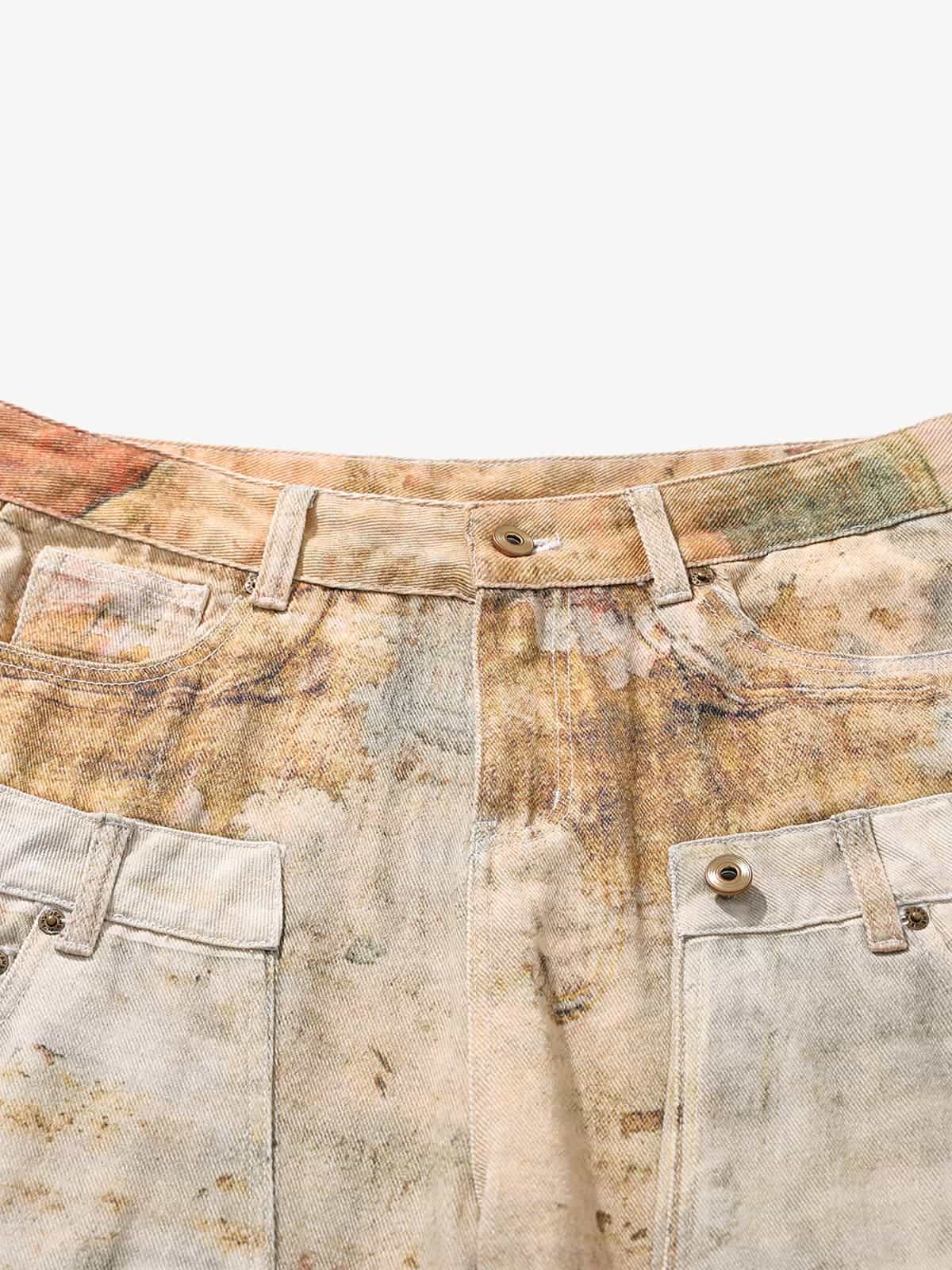 Vintage High Street Mud-Dyed Distressed Baggy Jeans 