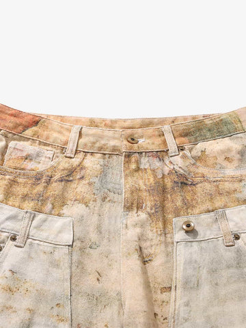 Vintage High Street Mud-Dyed Distressed Baggy Jeans 