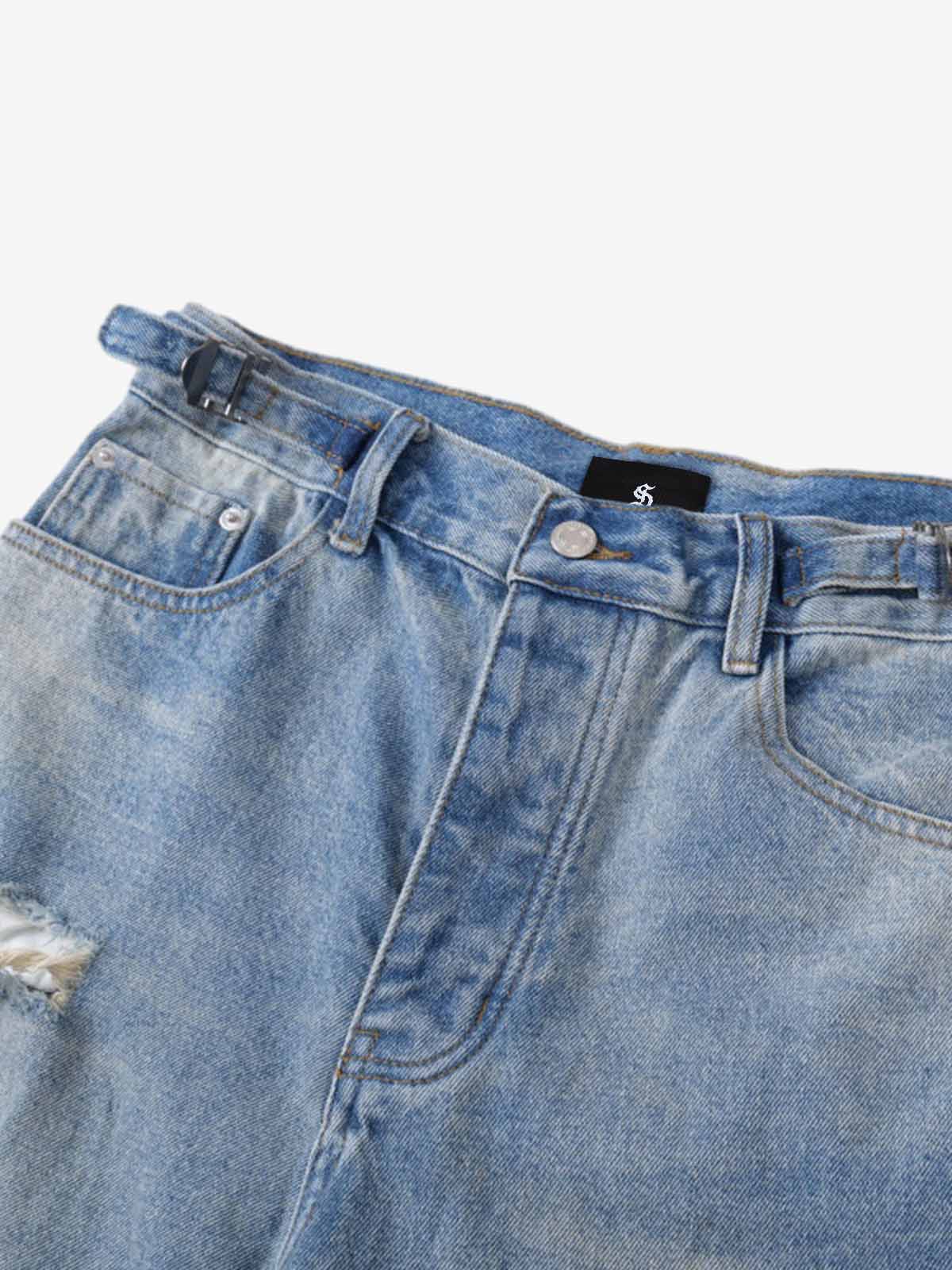 Retro Ripped Wide Leg Jeans 