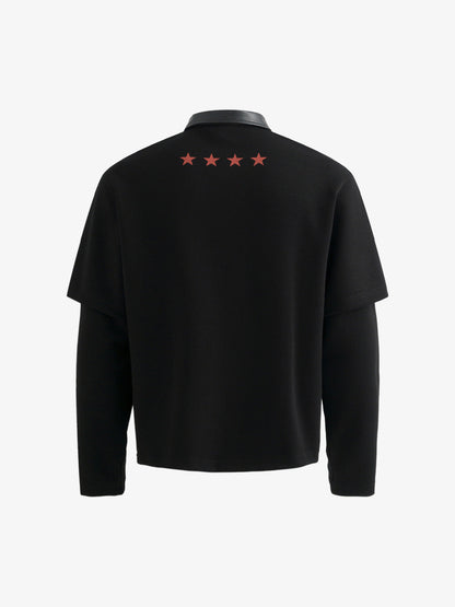 Motorcycle Style Lapel Polo Long Sleeve T-Shirt 