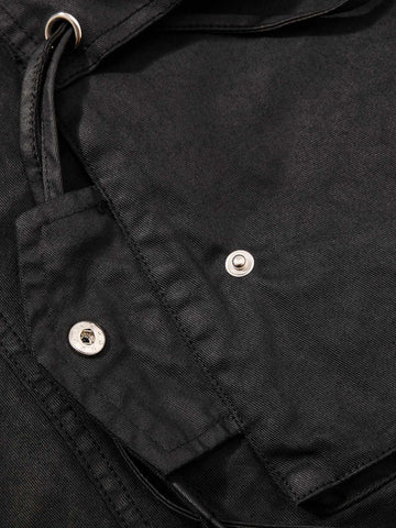 High-Waisted Cargo Shorts – Cotton Twill Oversized Utility Fit