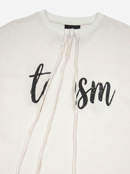 Minimalist Letter Print Asymmetric Panel T-Shirt