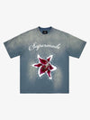 Washed Floral Star Print T-Shirt