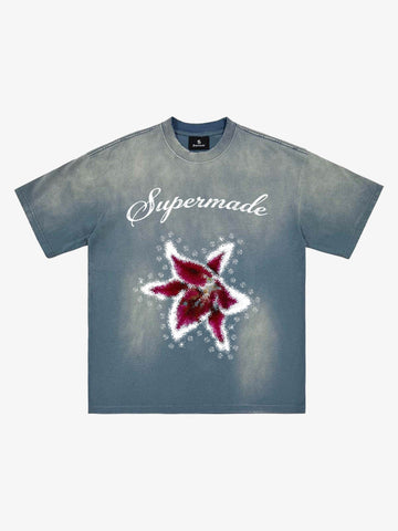 Washed Floral Star Print T-Shirt