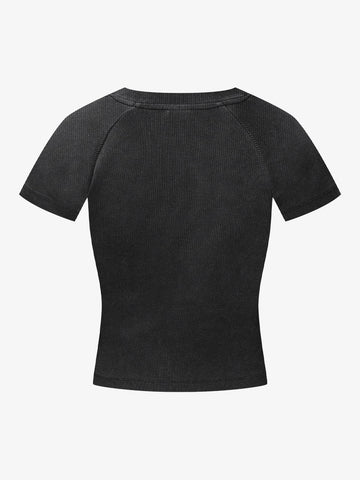 Ribbed Knit Top – Stretch Cotton Blend Fitted Essential