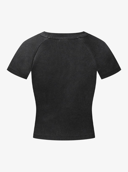 Ribbed Knit Top – Stretch Cotton Blend Fitted Essential