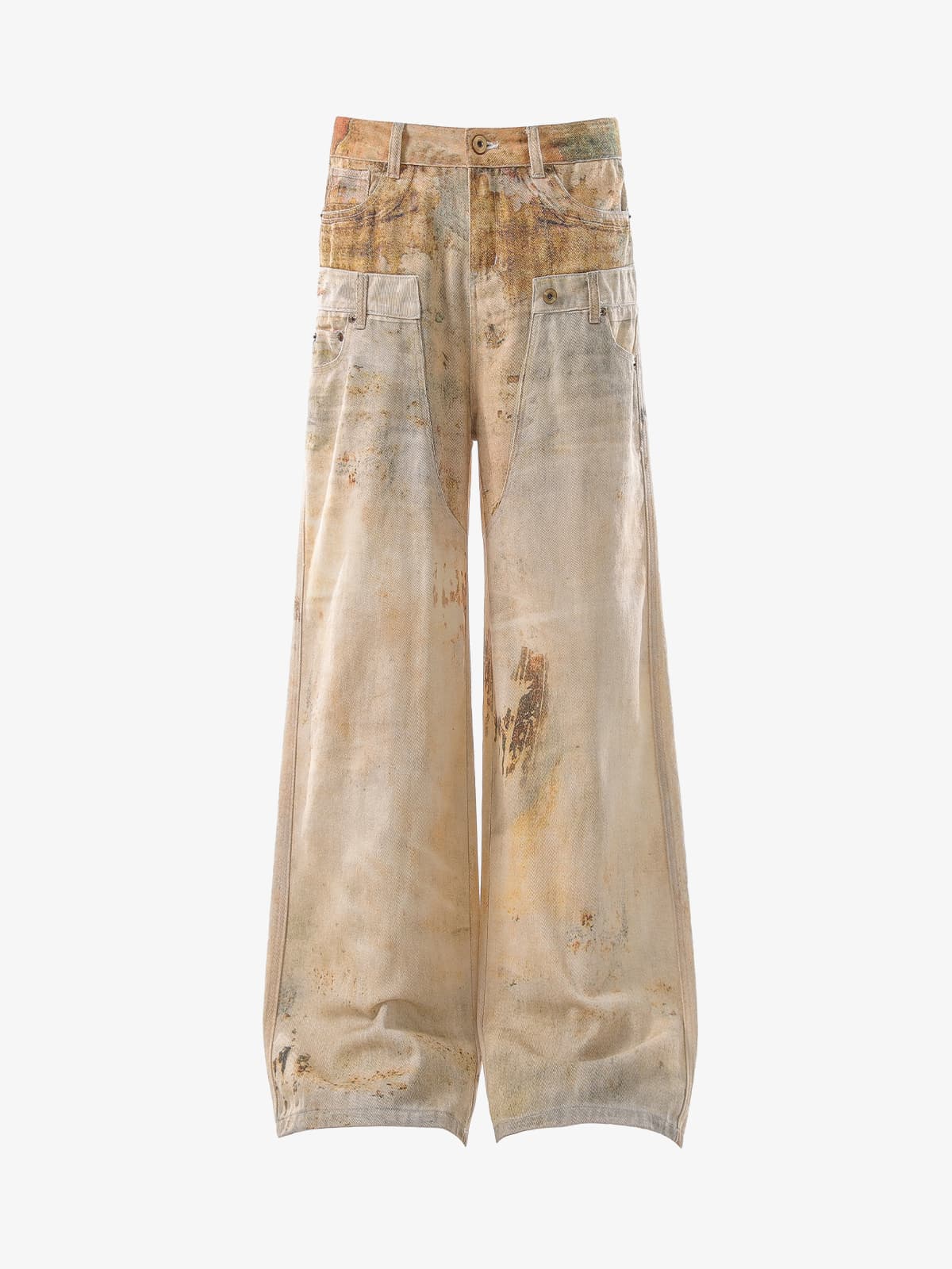 Vintage High Street Mud-Dyed Distressed Baggy Jeans 