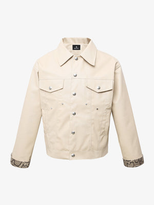 Snakeskin Patchwork Cropped Workwear Jacket
