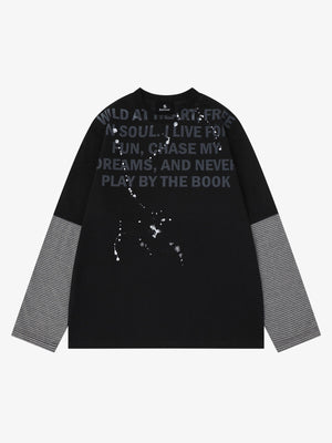 Striped Letter Graphic Long Sleeve Tee