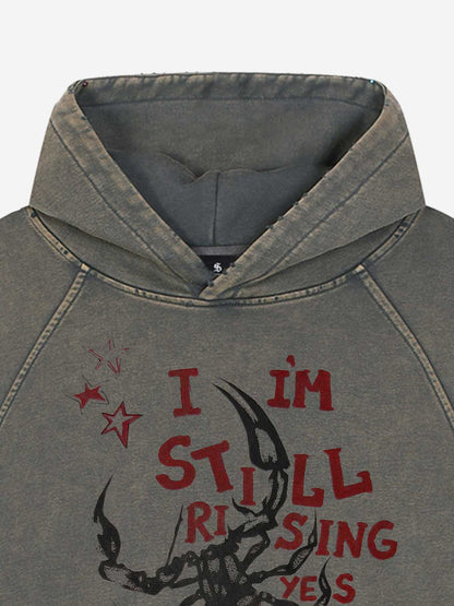 Logo Lightning Graphic Washed Distressed Hoodie