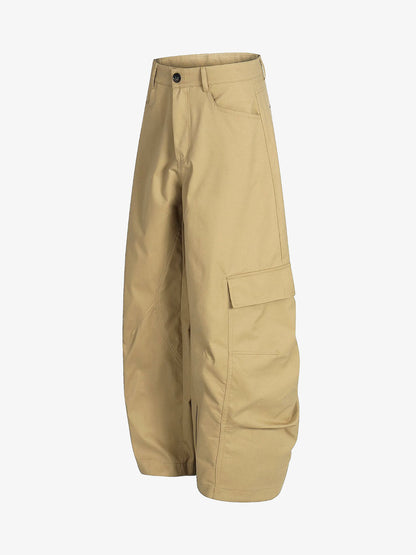 Pleated Utility Pocket Wide Leg Cropped Cargo Pants 