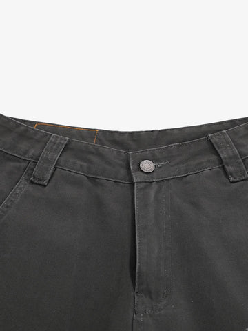 Vintage Distressed Multi Pocket Wide Leg Cargo Shorts