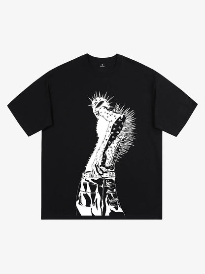 Punk Spiked Graphic T-Shirt 