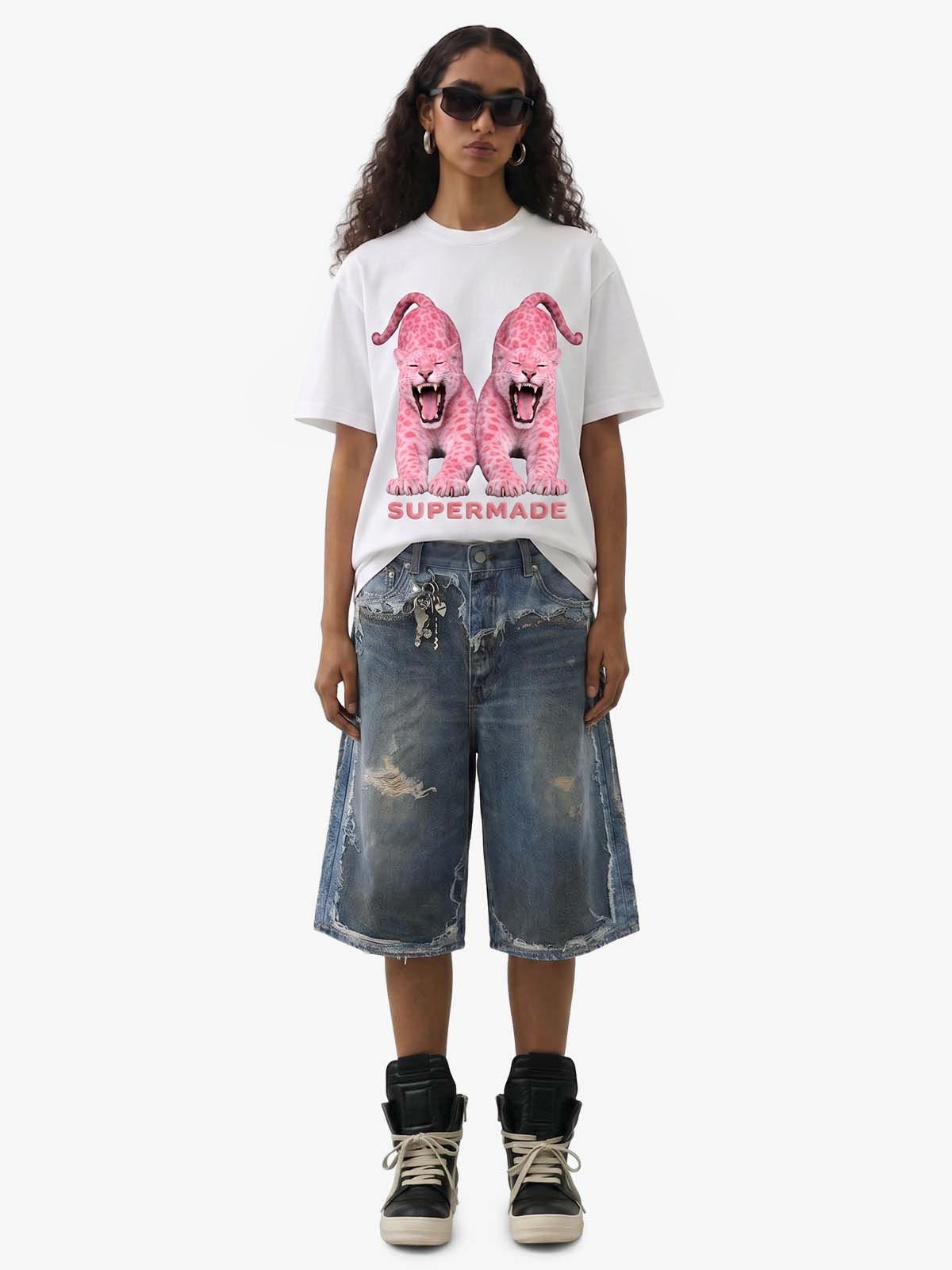 Retro Deconstructed Denim Shorts