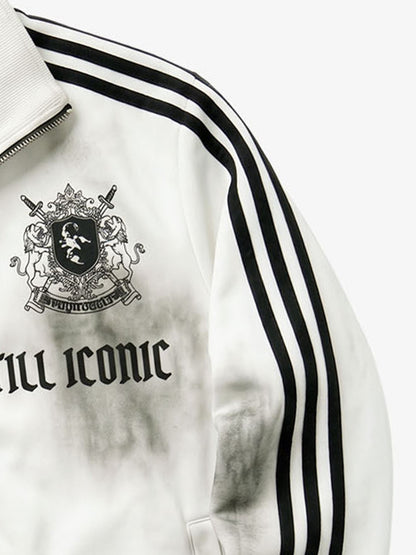 Striped Patchwork Hoodie with Logo Badge