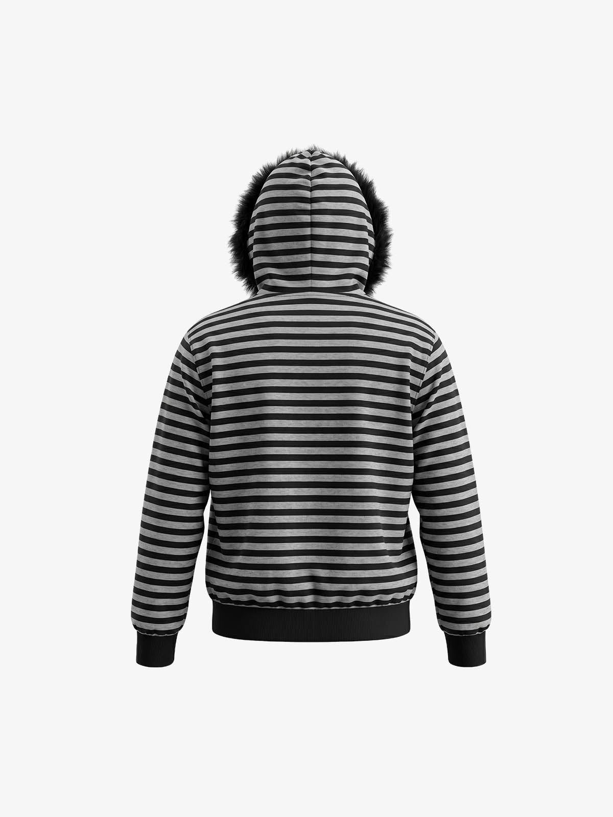 Striped Faux Fur Hoodie
