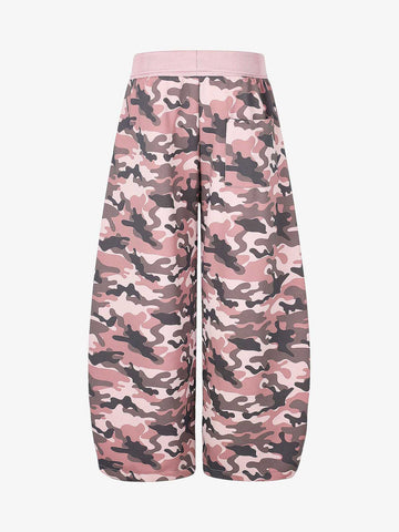 Ribbed Folded Waist Camo Barrel Baggy Sweatpants